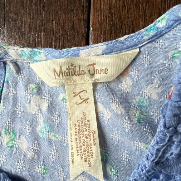 Matilda Jane floral lace shirt women’s size large blue cottagecore feminine past - Picture 7 of 9